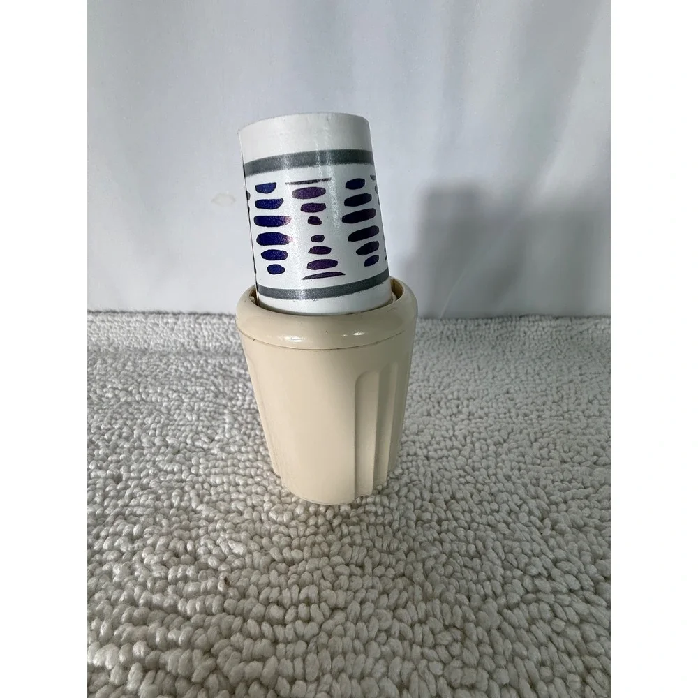 Vintage‎ Plastic Bathroom Cup Dispenser Fluted Cream Almond with Paper Cups